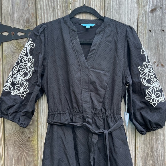 DRAPER JAMES RSVP Embroidered Puff Sleeve Tie Waist Dress Women’s XS NWT NEW - Picture 4 of 13